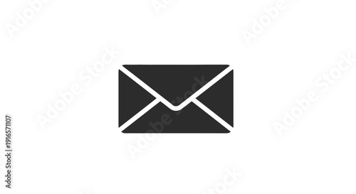 Minimalist black envelope icon isolated on white background for communication