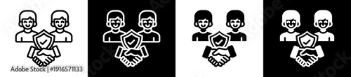 Trusted Partner Icon Set In Black And White Filled Style Collection