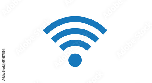 Blue wifi signal icon on white background representing connectivity