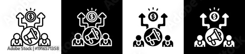 Cross Promotion Icon Set In Black And White Filled Style Collection