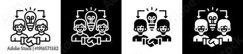 Innovation Partner Icon Set In Black And White Filled Style Collection