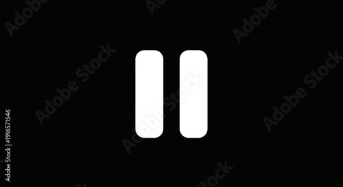 Minimalist pause symbol on black background for media and multimedia content