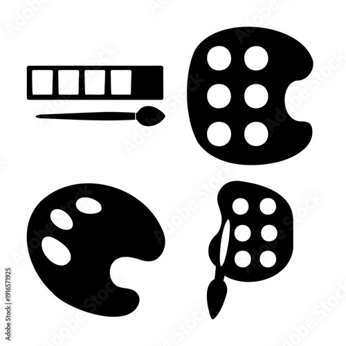 A collection of artist palettes and paintbrushes representing creativity and art supplies