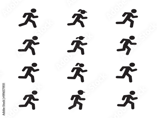 Energetic running athlete silhouette with dynamic fitness momentum