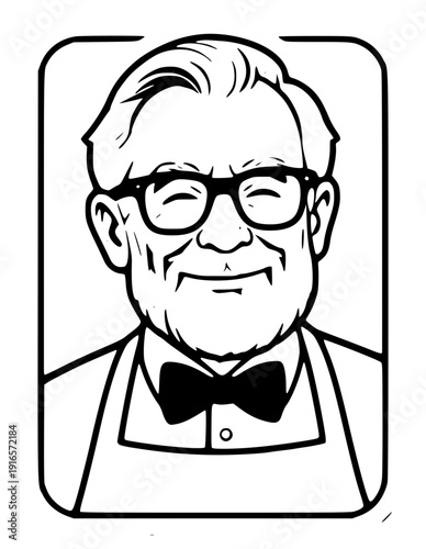 Smiling senior man in glasses and bow tie looking friendly