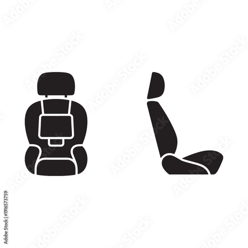 Simple black silhouette illustration of two car seats side by side