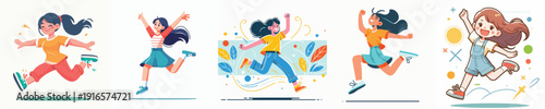 Vector of a woman jumping.