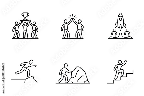 Vector showing teamwork and individual achievement in different activities