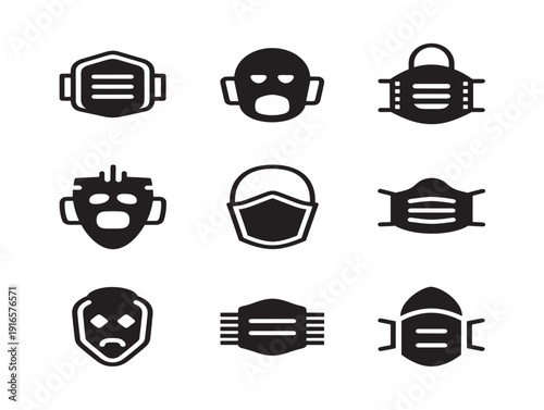 Protective face mask silhouette with healthcare safety emphasis