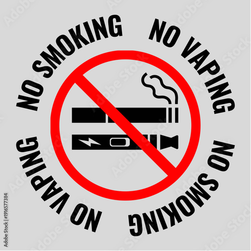 Red Circle Warning Sign No Smoking And No Vaping Allowed