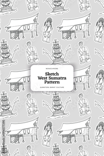 Melayu Culture Heritage Pattern Outline Illustration