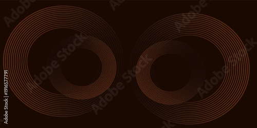3D brown lines techno abstract background overlap layer on dark space with circles shapes effect decoration. Modern graphic design element stripes style concept for web banner, card, modern design
