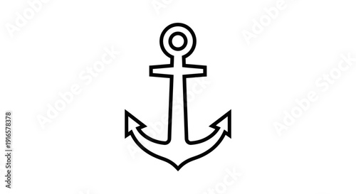 Simple Black Anchor Illustration on White.