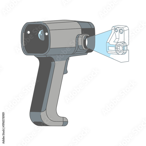 Handheld 3D Scanner Device Icon for Reverse Engineering and Digital Prototyping Workflows
