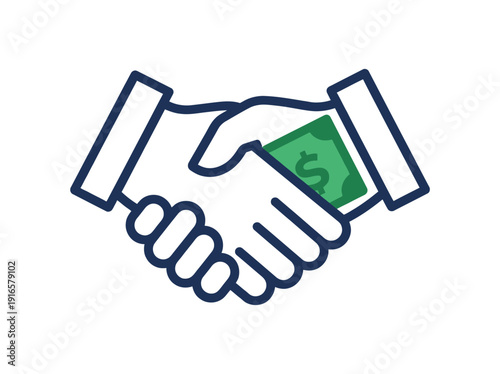 Business handshake with money exchange illustration 2. Vector Illustration. EPS Editable