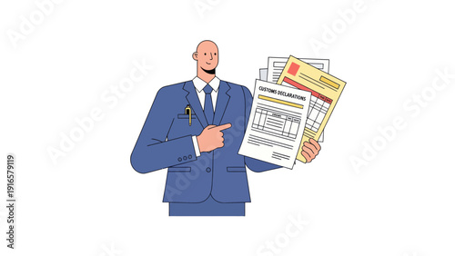Businessman Pointing at Documents Financial Planning and Legal Paperwork.