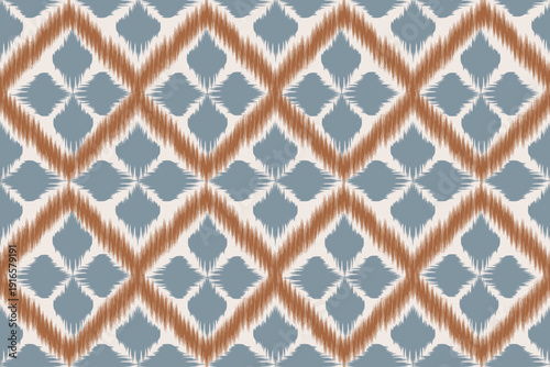 Elegant ikat pattern in refined gray tones set against a clean white background, highlighted with soft orange accents for a modern and sophisticated contrast. Inspired by traditional ethnic textile 