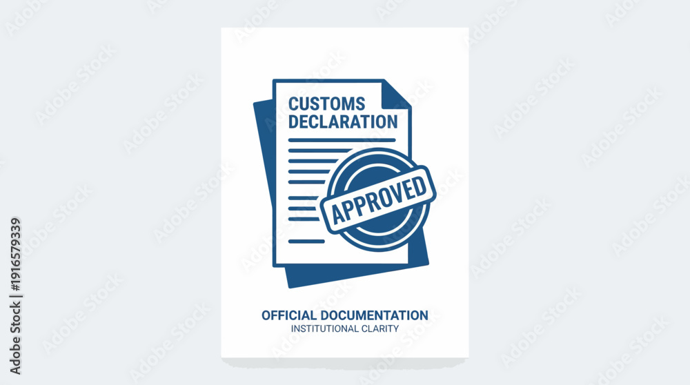 Fototapeta premium Customs Declaration Document Approved Official Stamp Icon. Vector Illustration. EPS Editable