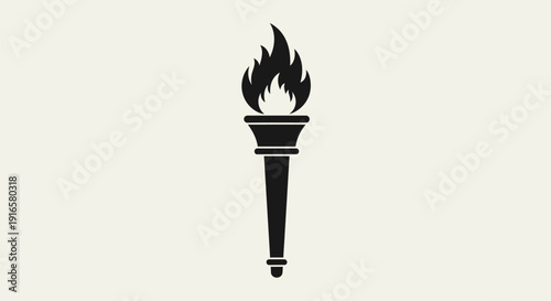 Black Torch with Flame Illustration.