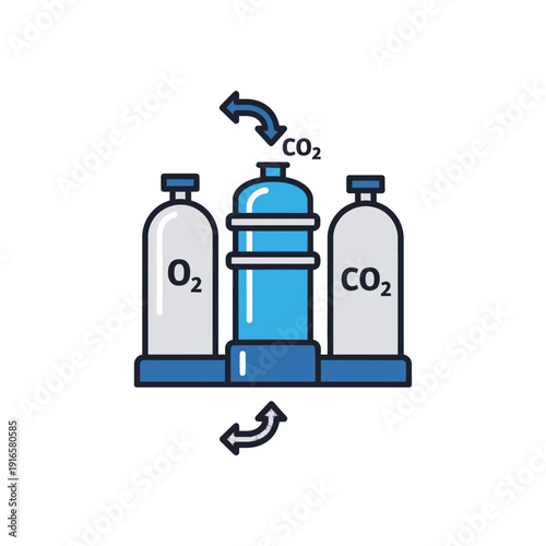 CO2 Scrubber Life Support System Icon for Spacecraft and Submarine Air Quality