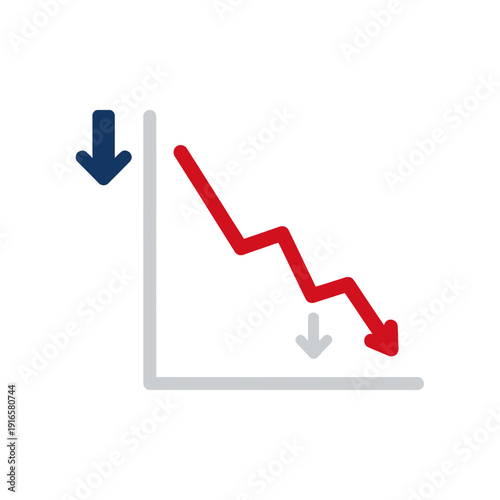 Data Trend Line Going Down Icon for Performance Degradation and Analysis