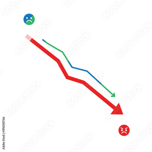 Data Trend Line Going Down Icon for Performance Degradation and Analysis