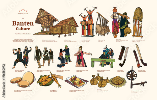 Isolated Banten Culture Handdrawn Illustration