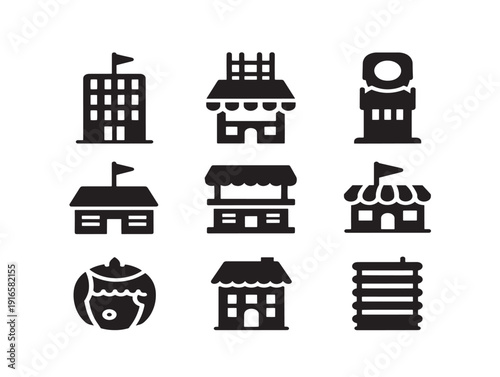 Luxurious hotel resort silhouette with premium hospitality theme