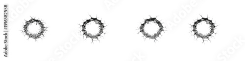 Set of Cracked wall hole isolated on transparent background