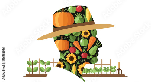 Farmers Mind Filled With Healthy Organic Produce.