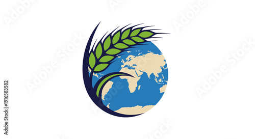 Global Agriculture Wheat Ear Earth Symbol.