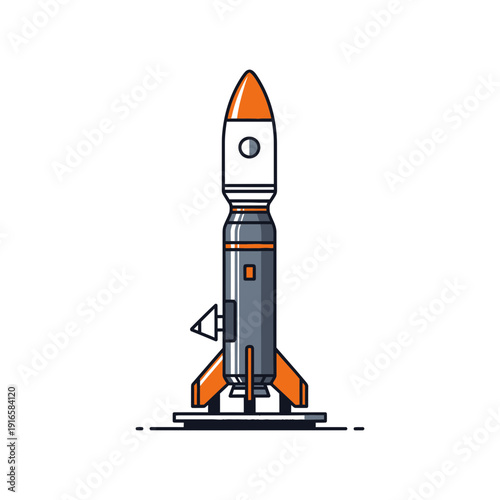 Small launch vehicle icon, electron style rocket, flat vector illustration of commercial space access