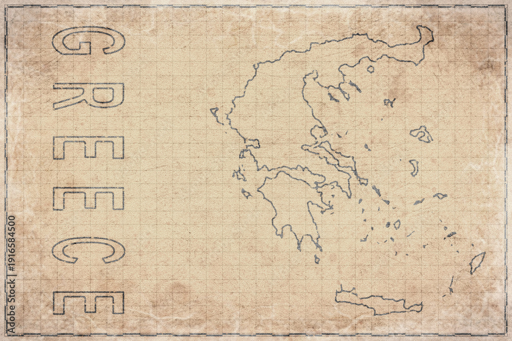 Obraz premium Antique Map of Greece on Aged Paper