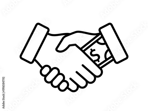 Handshake with Money Symbolizing Business Deal. Vector Illustration. EPS Editable