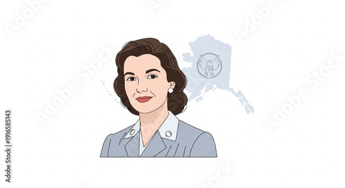 Elizabeth Peratrovich Civil Rights Pioneer with Alaska Symbol – Minimal Flat Vector Illustration