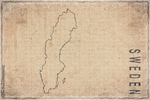 Antique Map of Sweden on Aged Paper