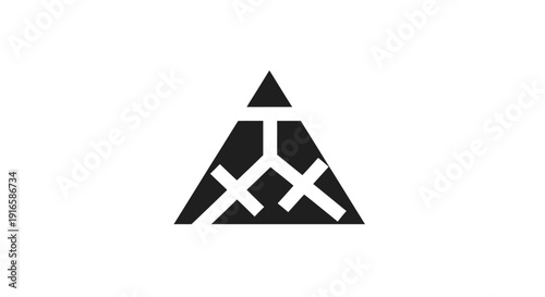 Geometric Triangle Symbol with White Pattern.