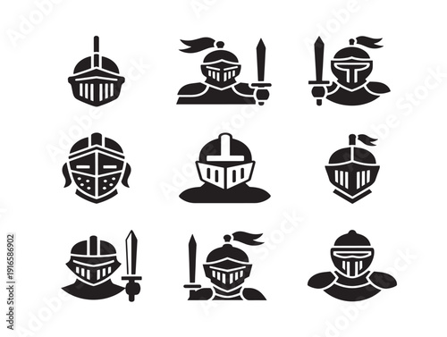 Powerful medieval knight silhouette with heroic armor presence