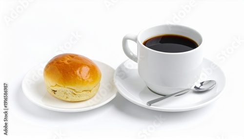 traditional black coffee kopi with soft bun bread
