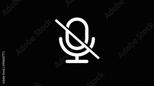 Muted microphone icon animation transparent background