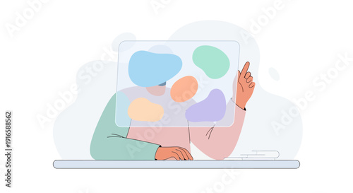 Person Using Laptop with Colorful Interface.