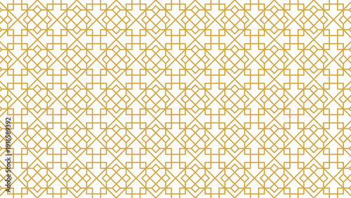 Islamic Geometric Girih Pattern Animation: Golden Square Line Art Lattice Seamless Loop on White Background for Ramadan Kareem, Eid Al-Fitr, and Arabic Cultural Identity Projects.