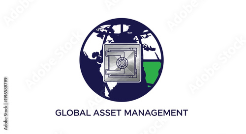 Global Asset Management Symbol with Earth and Safe.