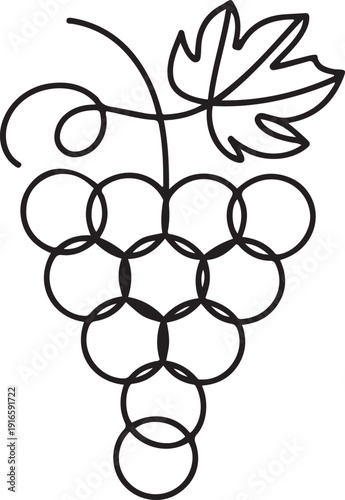 Single continuous line drawing healthy organic grapes for vineyard logo identity. Fresh tropical fruitage concept for fruit orchard garden icon. one line Icon drawing