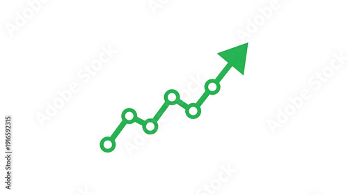 Green Rising Line Graph Showing Business Growth and Economic Success