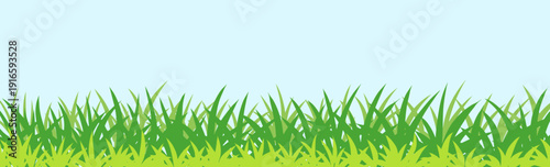 Vibrant Green Grass and Blue Sky Flat Illustration