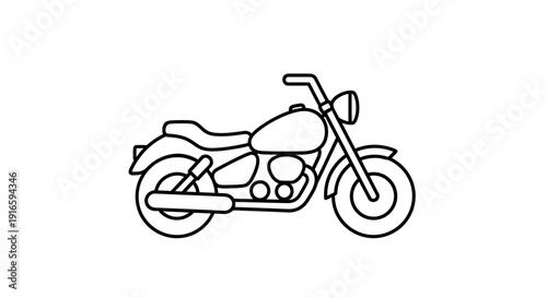 Stylized motorcycle illustration featuring thick black outlines on a white backdrop