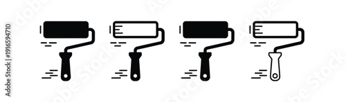 Four Paint Roller Icons Variations