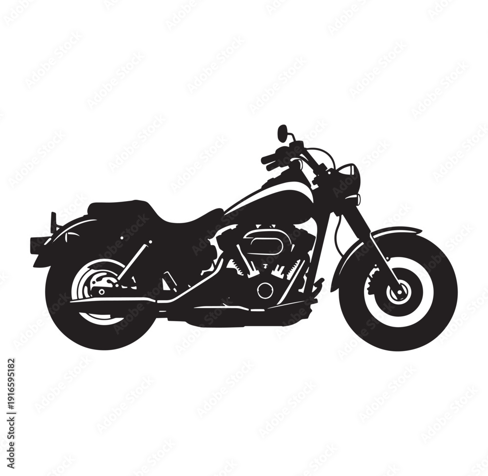 Fototapeta premium black motorcycle silhouette isolated on white background side view