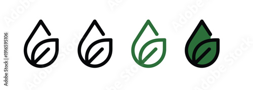 Water Drop Leaf Logos Variations